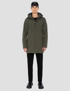 Blouson long urban déperlant kaki - KAKI