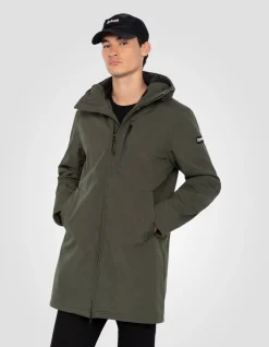 Blouson long urban déperlant kaki - KAKI