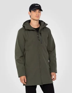 Blouson long urban déperlant kaki - KAKI