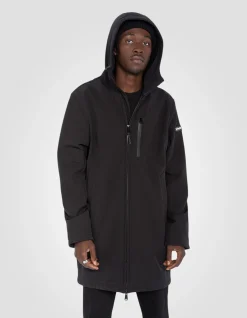 Blouson long urban déperlant noir - NOIR