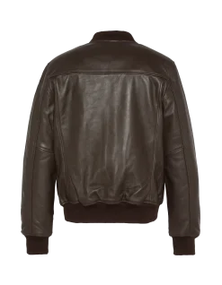 Blouson marron casual, cuir d'agneau - MARRON