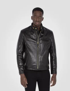 Blouson motard marron mythique USA, cuir de vachette - MARRON