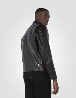 Blouson motard marron mythique USA, cuir de vachette - MARRON