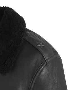 Blouson motard mythique USA, cuir de mouton - NOIR