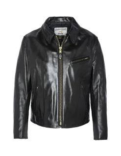 Blouson motard noir mythique USA, cuir de cheval - NOIR
