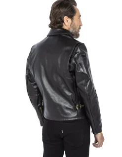 Blouson motard noir mythique USA, cuir de cheval - NOIR