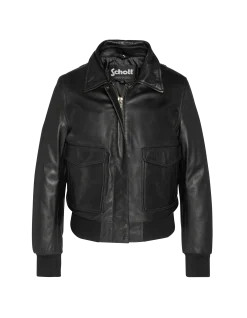 Blouson noir avec col en fausse fourrure amovible - NOIR