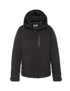 Blouson noir à capuche avec plastron amovible - NOIR