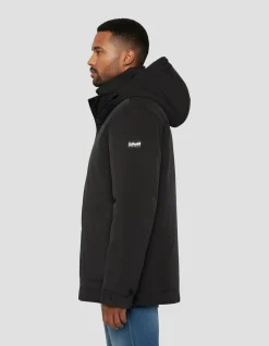 Blouson noir à capuche avec plastron amovible - NOIR
