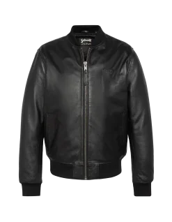 Blouson noir casual, cuir d'agneau - NOIR
