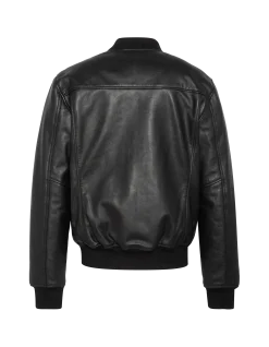 Blouson noir casual, cuir d'agneau - NOIR