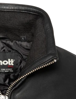 Blouson noir col montant, cuir d'agneau - NOIR