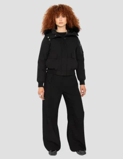 Blouson noir snorkel court à capuche - NOIR