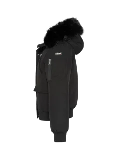 Blouson noir snorkel court à capuche - NOIR