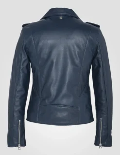 Blouson Perfecto® bleu marine, cuir d'agneau - MARINE
