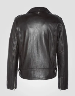 Blouson Perfecto® marron foncé, cuir d'agneau, grande taille - MARRON FONCÉ