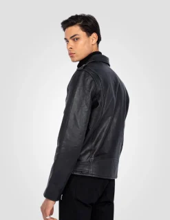 Blouson Perfecto® noir avec ceinture, cuir de vachette - NOIR