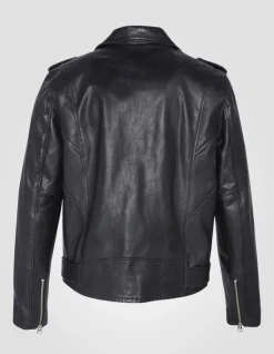 Blouson Perfecto® noir avec ceinture, cuir de vachette - NOIR