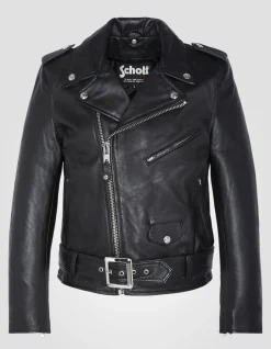 Blouson Perfecto® noir avec ceinture, cuir d'agneau - NOIR