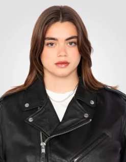 Blouson Perfecto® noir, cuir d'agneau, grande taille - NOIR