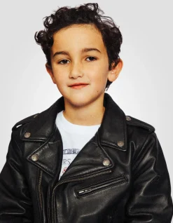 Blouson Perfecto® noir enfant, cuir d'agneau - NOIR