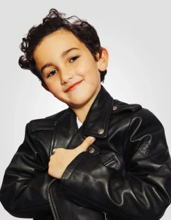 Blouson Perfecto® noir enfant, cuir d'agneau - NOIR