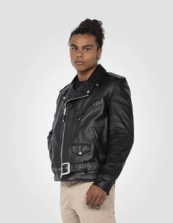 Blouson Perfecto® noir mythique USA, cuir de vachette souple - NOIR