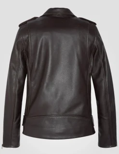 Blouson Perfecto® One Star marron foncé avec ceinture, cuir de vachette - MARRON FONCÉ