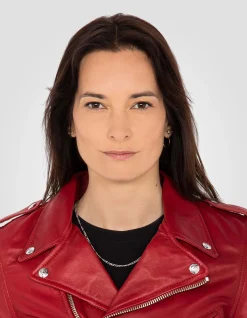 Blouson Perfecto® rouge avec ceinture, cuir d'agneau - ROUGE