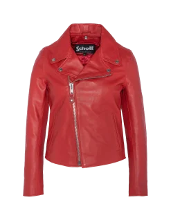 Blouson Perfecto rouge, cuir d'agneau - ROUGE