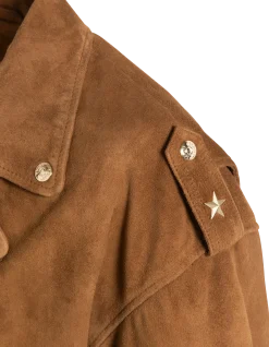 Blouson Perfecto 90's court caramel, chèvre velours - CARAMEL