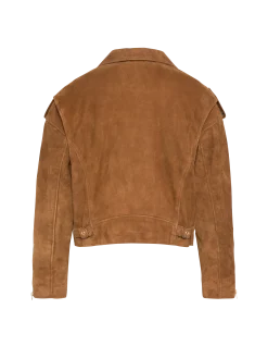 Blouson Perfecto 90's court caramel, chèvre velours - CARAMEL