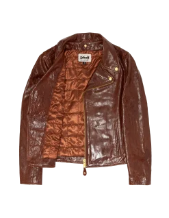 Blouson Perfecto® verni marron, cuir d'agneau - MARRON