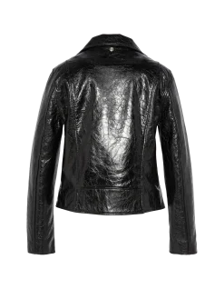 Blouson Perfecto® verni noir, cuir d'agneau - NOIR