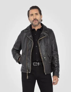 Blouson Perfecto® vintage noir mythique USA, cuir de vachette - NOIR
