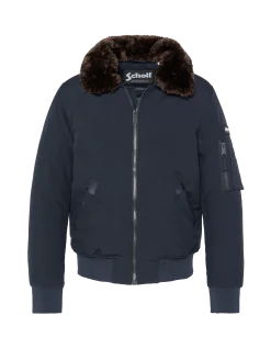 Blouson pilote bleu marine et marron - MARINE/MARRON