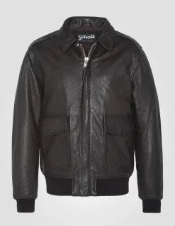 Blouson pilote marron, cuir d'agneau - MARRON