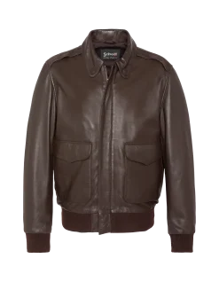 Blouson pilote marron, cuir d'agneau - MARRON