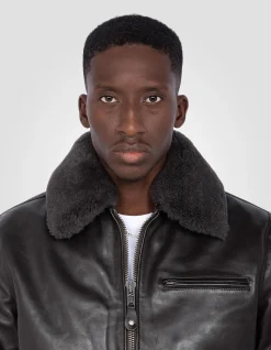 Blouson pilote marron foncé gilet intérieur amovible, cuir de vachette - MARRON FONCÉ