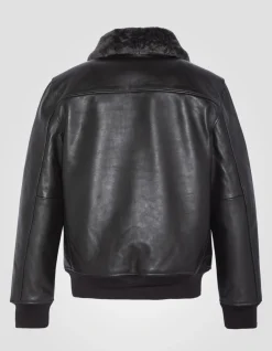 Blouson pilote marron foncé gilet intérieur amovible, cuir de vachette - MARRON FONCÉ