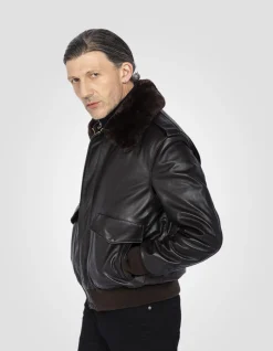 Blouson pilote marron type A-2 mythique USA, cuir de vachette - MARRON
