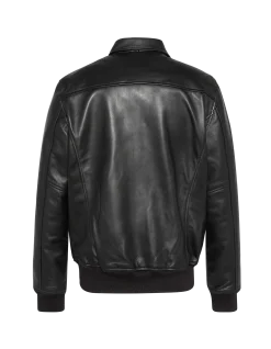 Blouson pilote noir, cuir d'agneau - NOIR