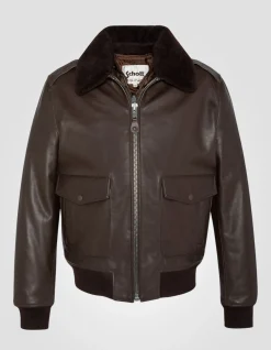 Blouson pilote type A-2 marron avec gilet amovible, cuir de vachette - MARRON