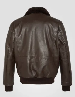 Blouson pilote type A-2 marron avec gilet amovible, cuir de vachette - MARRON