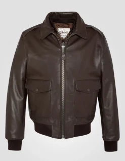 Blouson pilote type A-2 marron avec gilet amovible, cuir de vachette - MARRON