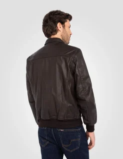 Blouson pilote type A-2 marron, cuir de chèvre - MARRON