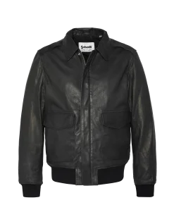 Blouson pilote type A-2 noir, cuir de chèvre - NOIR