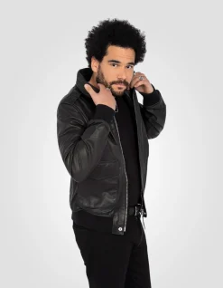 Blouson pilote type A-2 noir, cuir de chèvre - NOIR