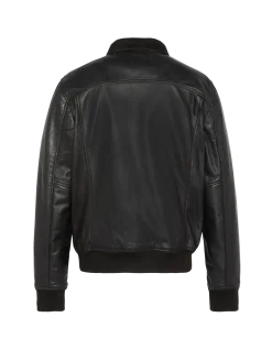 Blouson rétro full black, cuir d'agneau - NOIR