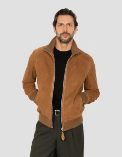 Blouson rétro rouille, chèvre velours - ROUILLE